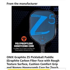 ONIX Graphite‎ Z5 Pickleball Paddle Wide Body Shape Nomex Honeycomb Core